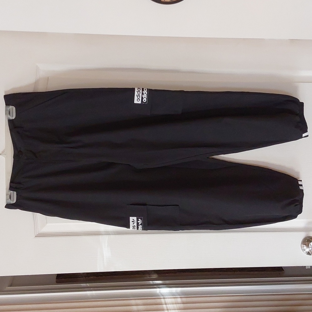 Adidas Women's Black Cargo Track Pants With Logo Detail